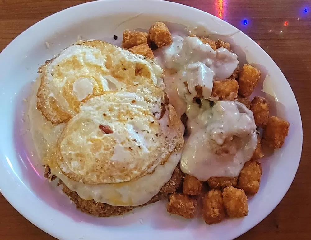 Chicken Fried Steak Tots Egg and Cheese
