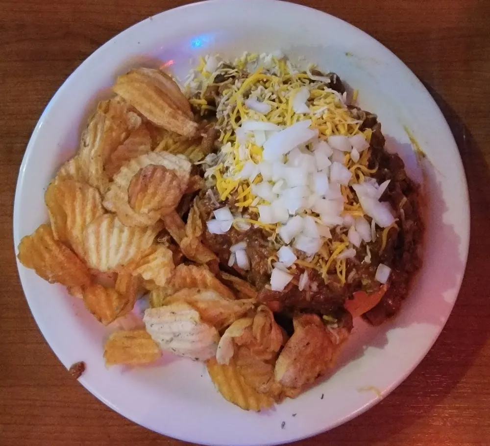 Chili Burger and Chips